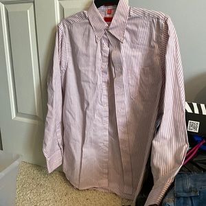 Light pink stripe button down long sleeve shirt